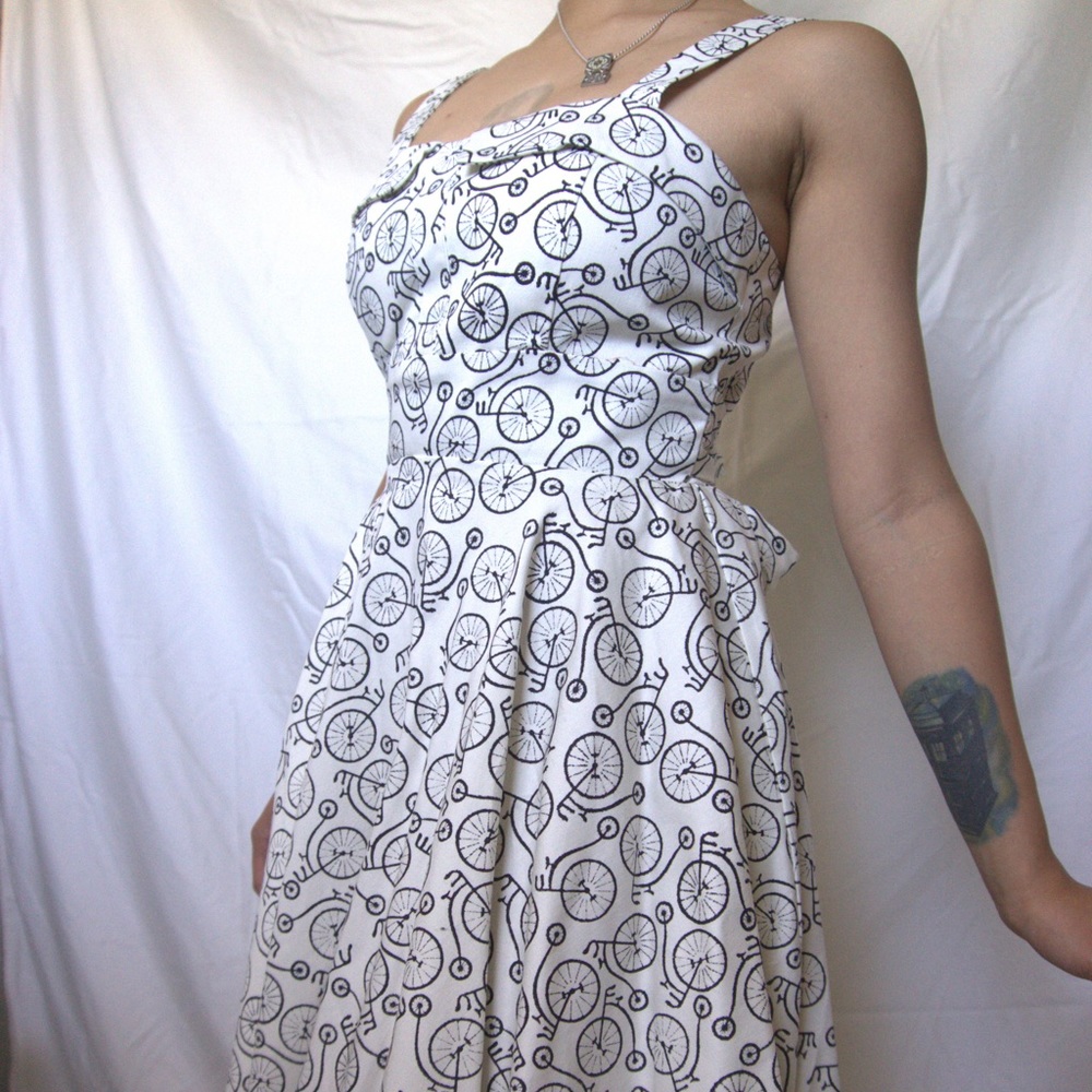 Vintage styled bicycle patterned dress